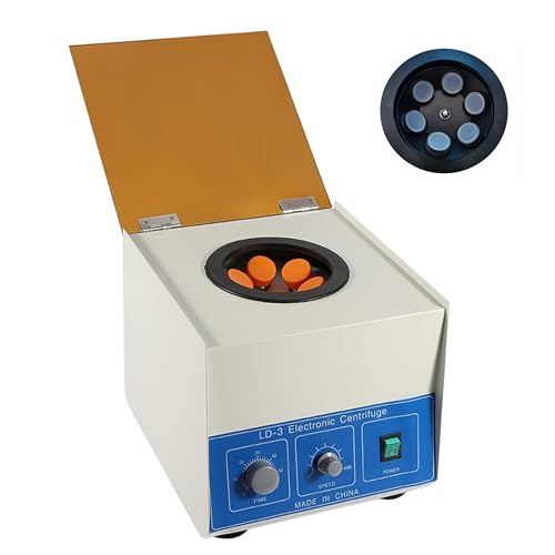 Máquina centrífuga, centrífugas de mesa de laboratorio, equipo centrífugo de laboratorio eléctrico con tubos de centrífuga de 6x50ml, baja velocidad 0-4000RPM 0-60Min Timer 2770xg Fuerza centrífuga