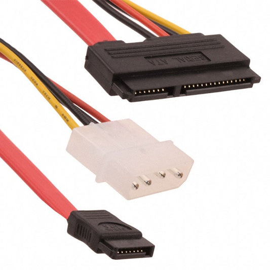 CNC Tech 760-10013-00050 - Conector de 07 pos. SATA hembra a hembra; conector de 15 pos. SATA hembra a conector de 04 pos. rectangular 1.64' (500.0mm)