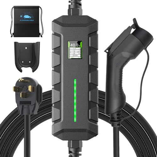 Morec Cargador EV de nivel 2 certificado ETL/UL, estación de carga doméstica de 40 A 9.6 KW, NEMA 14-50 240 V, cargador portátil EV con cable de 25 pies para automóviles SAE J1772