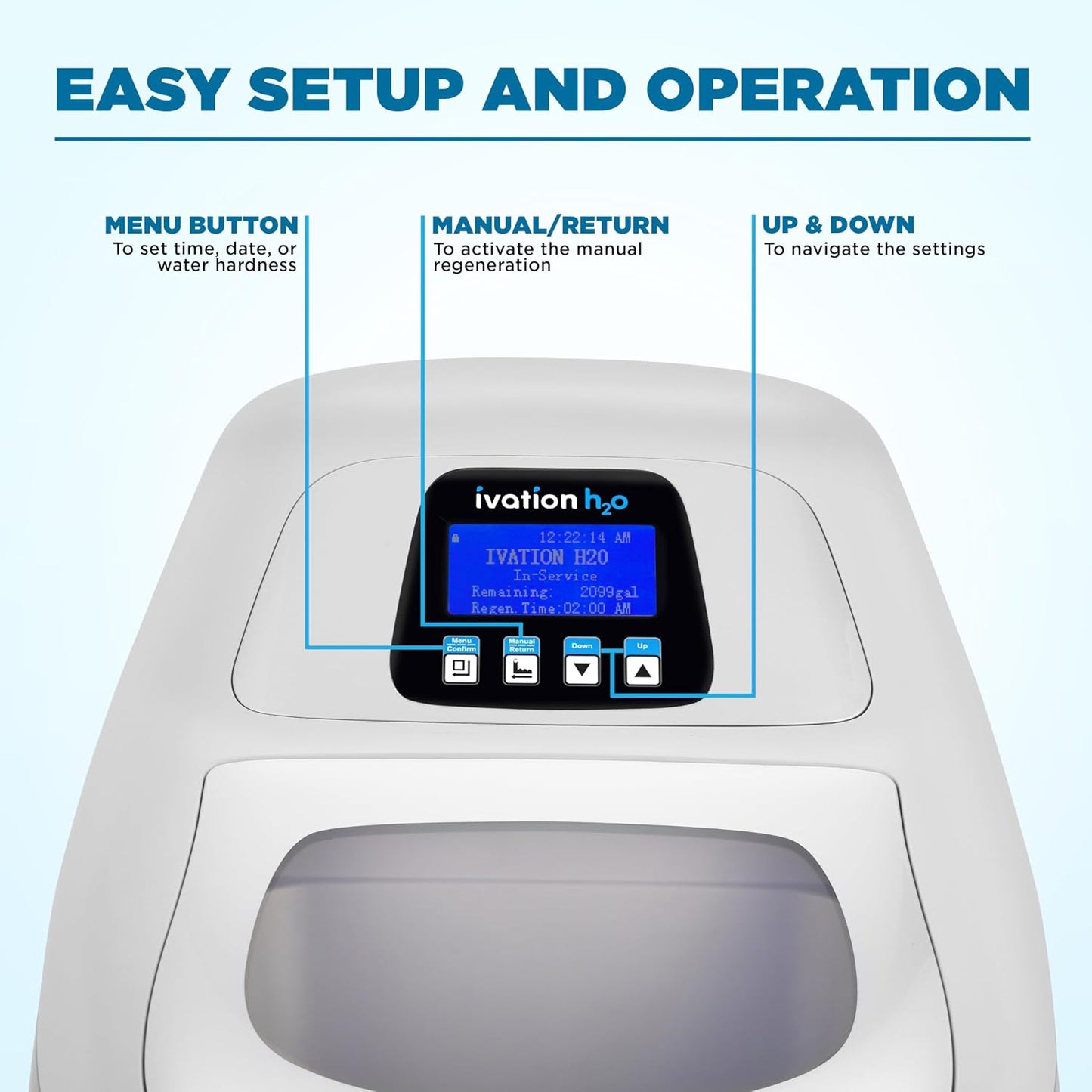 Ivation H2O IVAWS40K200RL - Sistema de suavizante de agua de 40.000 granos, suavizador de agua, con discos de cerámica patentados, regeneración automática de agua blanda para toda la casa, reduce el magnesio