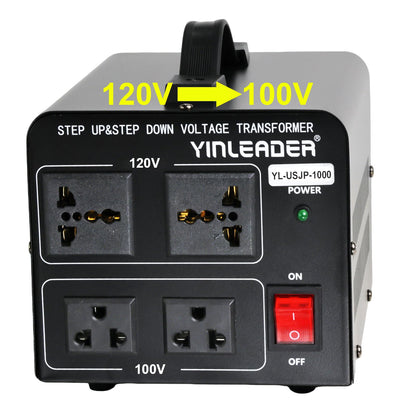 Yinleader 1000W 120V EE.UU. a 100V Japón Convertidor de Voltaje Paso Abajo/Arriba Transformador Ideal para Tocadiscos Japonés YL-USJP-1000