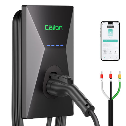 Calion Cargador de vehículo eléctrico de nivel 2, cargador de montaje en pared con cable de 25 pies, estación de carga de vehículo eléctrico para vehículos eléctricos J1772, 50 amperios #EV-C02AZ-US50A