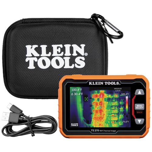 Klein Tools Cámara termográfica recargable TI270, más de 10000 píxeles, transferencia de datos Wi-Fi, 3 paletas, puntos de temperatura alta/baja