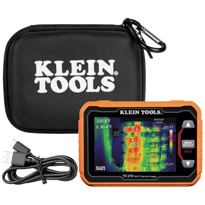 Klein Tools Cámara termográfica recargable TI270, más de 10000 píxeles, transferencia de datos Wi-Fi, 3 paletas, puntos de temperatura alta/baja