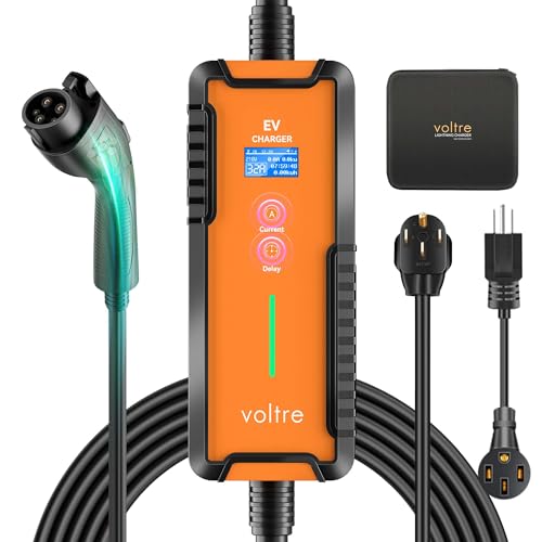 Voltre M2 - Cargador EV de nivel 1 y 2 para Tesla y EVs | Cable máximo de 25 pies | 10-32A | Cargador rápido portátil de coche eléctrico de 110-240V | Enchufe 14-50, 5-15 | Cargador de vehículo