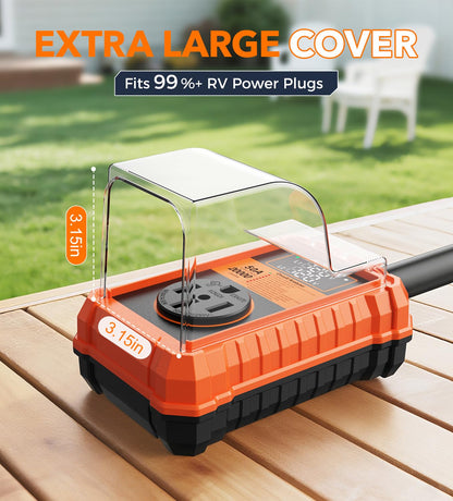 Protector contra sobretensiones RV de 50 amperios, 20000 julios, analizador de circuitos RV con pantalla LED, adaptador de enchufe para caravanas de viaje (50 A con pantalla LED)