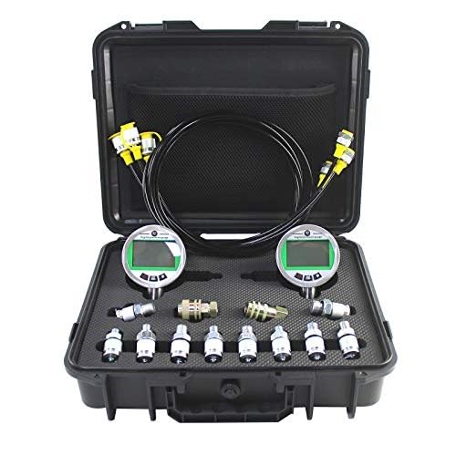 SINOCMP Kit de manómetro digital con 2 medidores de presión de 80 MPA/12000 PSI, 3 mangueras de prueba y 12 acoplamientos, kit de prueba de presión de agua de gas hidráulico con retroiluminación, 1
