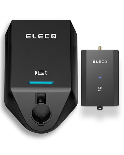ELECQ Juego de carga inteligente: gestión activa de carga, modo de carga solar, compatible con OCPP | Cargador EV de 50 A (cableado/J1772) + monitor de potencia