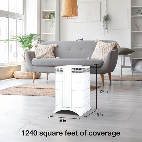 IQAir HealthPro Compact XE - Purificador de aire – Filtración compacta HyperHEPA para habitaciones de hasta 1240 pies cuadrados – Alérgenos, humo, polvo, moho, caspa de mascotas, hecho en Suiza - Large Room - A,Large Room - B,Paquete de 1 # 121.AA.11.02