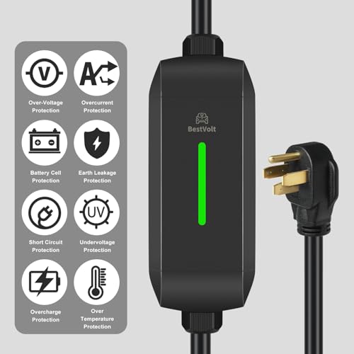 Leisure Stay Cargador portátil para vehículos eléctricos Tesla, Certificado etl, Carga rápida de 7.65M, Impermeable ip65, Compatible con Camiones 3 / X/y/Cyber (LV2 14-50 (Black 32A-40A))