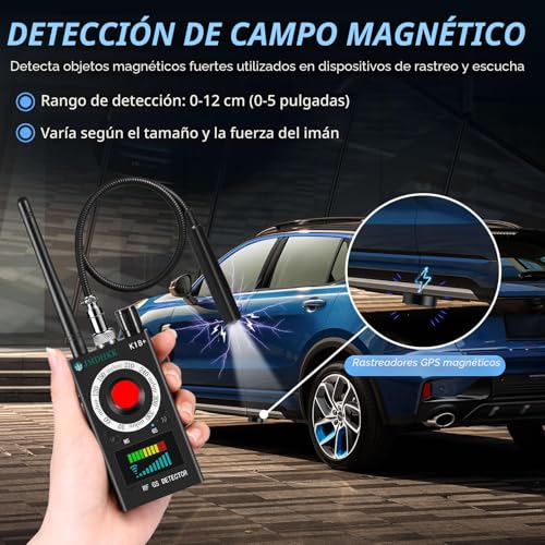 JMDHKK Detector de Cámara Oculta K18+, Buscador de Cámara Espía, Detector de Micrófonos Ocultos, Detector de Campo Magnético, Detector de Dispositivos de Escucha – Herramienta de Protección de