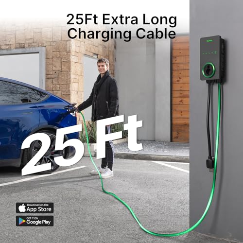 Autel Cargador EV Nivel 2 40 Amperios Hogar Inteligente AI para Vehículo Eléctrico (EV) con Wi-Fi y Bluetooth, EVSE con Funda Integrada y Cable de 25 Pies NEMA 14-50 Enchufe (Gris Oscuro) #106000764