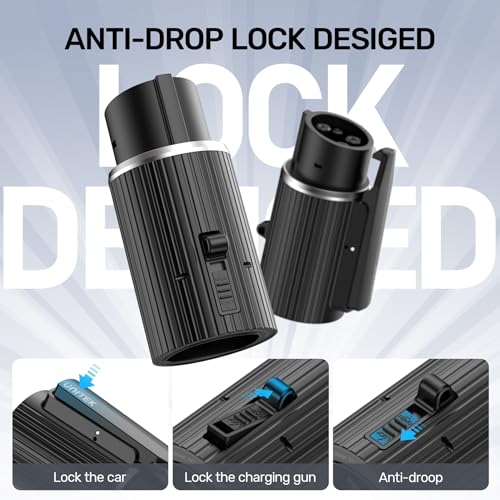 Unitek Adaptador de carga Tesla a J1772 Max 60 Amp 240V apto para todos los J1772 Evs Anti-Drop Lock EV Adaptador de cargador funciona con conectores de pared Tesla de alta potencia AR-P1503A