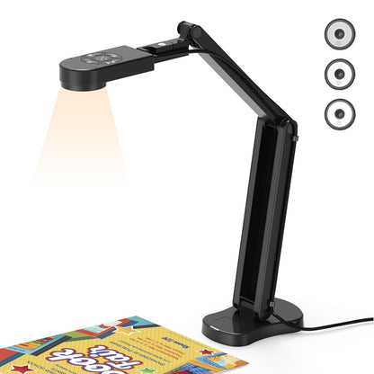 THUSTAR Cámara de documentos y cámara web de 8 MP 4K con micrófonos duales, visor USB tamaño A3, luces LED de 3 niveles, función de inversión de imagen, plegable, para demostración en vivo, educación