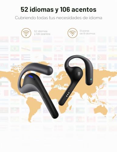 Timekettle W4 Pro - Audífonos intérprete AI, traducción bidireccional de voz en tiempo real, más de 50 idiomas, traductor Bluetooth de video y llamadas, para negocios