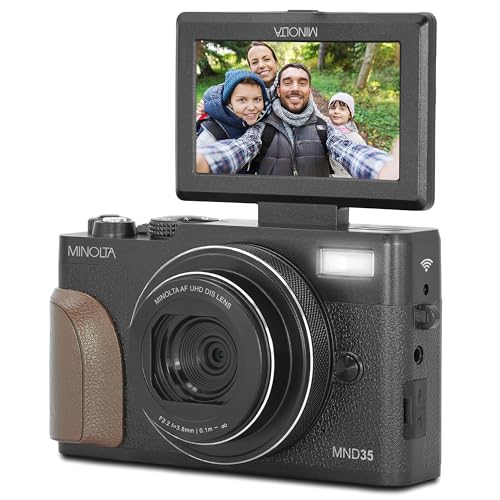 Minolta MND35 64MP 4K Ultra HD Wi-Fi Cámara digital, color negro MND35-BK