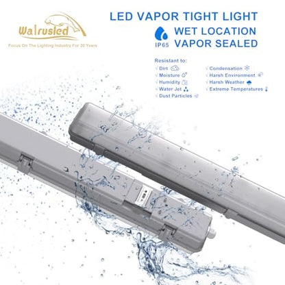 Luz hermética de vapor LED con sensor de tres niveles de 4 pies, IP65 IK08, 20 W (2500 lm)/40 W (5000 lm) seleccionable, 5000 K, 100-277 V, regulable, luz impermeable al aire libre, accesorio de