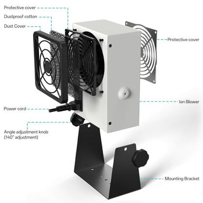 BAKON Ventilador de iones antiestático BK5600S, Ventilador eléctrico iónico, Eliminador estático, Mantenimiento de fabricación electrónica, Laboratorio de investigación científica, Embalaje de chips para eliminar la electricidad estática