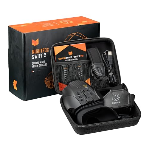 Nightfox Swift 2 Pro - Gafas de visión nocturna | Montaje en la cabeza | 1 aumento | 1080P HD | USB recargable | prismáticos digitales de visión nocturna infrarroja | NVG