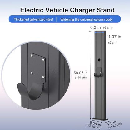 Pedestal de cargador Universal EV al aire libre, soporte de pedestal para cargador de vehículo eléctrico montado en el suelo, soporte de estación de carga Acero Galvanizado