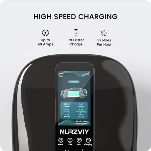 Cargador EV de nivel 2 para el hogar, estación de carga de vehículo eléctrico enchufable de 40 amperios con control de aplicación, NEMA 14-50 EVSE, Smart Plug and Play