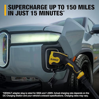 DEWALT Adaptador de carga rápida NACS a CCS1, 500A/1000V, carga rápida tu CCS1 EV en supercargadores Tesla, compatible con vehículos eléctricos seleccionados.