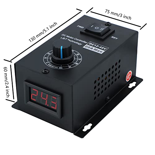 L&Z Controlador de velocidad del motor DC PWM 12-48V 20A Módulo de control de ajuste del motor de cepillo 960W 25kHz