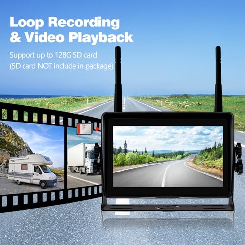 Cámara de respaldo inalámbrica de 7 pulgadas 1080P DVR cámara de visión trasera compatible con enchufe precableado Furrion, monitor de pantalla táctil y cámara de visión nocturna impermeable