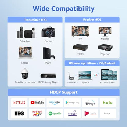 TIMBOOTECH Transmisor HDMI inalámbrico y 3 receptores, hasta 8 receptores, Plug and Play, Extensor inalámbrico HDMI de 5.8 G para PC, portátil, cámara, caja de cable a varios televisores, monitores #G70