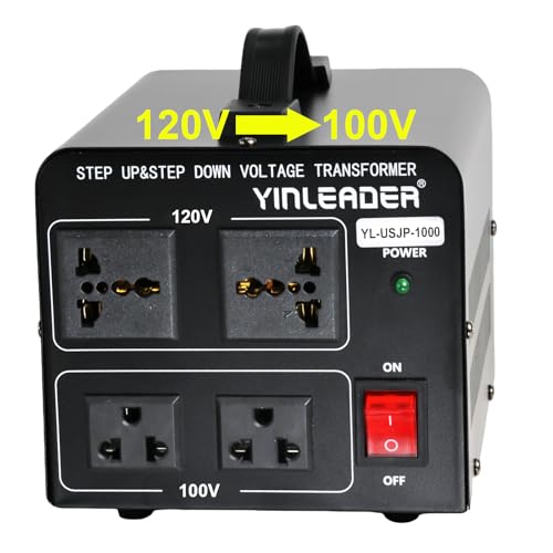 Yinleader 1000W 120V EE.UU. a 100V Japón Convertidor de Voltaje Paso Abajo/Arriba Transformador Ideal para Tocadiscos Japonés YL-USJP-1000