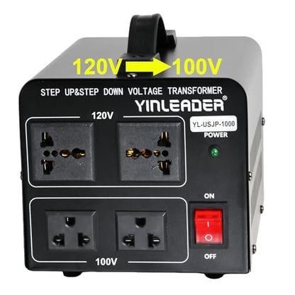 Yinleader 1000W 120V EE.UU. a 100V Japón Convertidor de Voltaje Paso Abajo/Arriba Transformador Ideal para Tocadiscos Japonés YL-USJP-1000