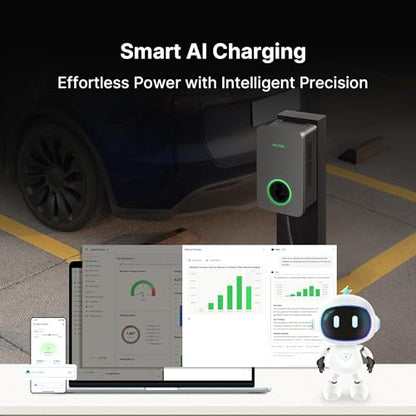 Autel MaxiCharger 	Maxi UW19LB02 Cargador de Vehículo Eléctrico (EV) de Nivel 2, hasta 80 Amperios de Carga Rápida Cargador EV Nivel 2, Nube Integrada con IA, Estaciones de Carga Interior/Exterior J1772, Cableado