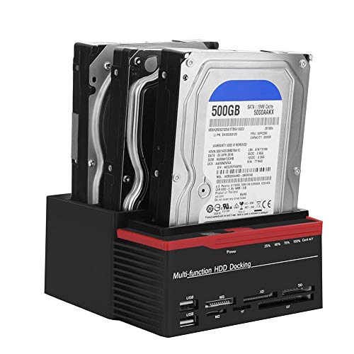 Zopsc USB 3.0 SATA/IDE HDD Estación de acoplamiento de tres bahías sin conexión Clon HUB lector 12V/3A Fuente de alimentación independiente Estación de acoplamiento de disco duro externo (US) 100-240V