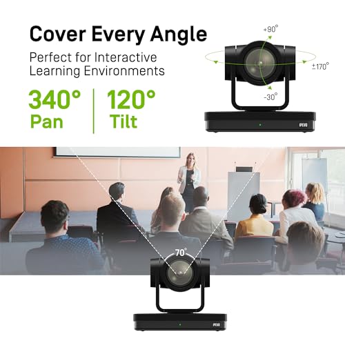 IPEVO Cámara VC-Z4K UHD 4K PTZ: CMOS HD de 1/2.8", Zoom óptico 12X, Seguimiento automático de AI, HDMI/USB-C, LAN, PoE. Ideal para educación, videoconferencias, Iglesia, transmisión en Vivo en