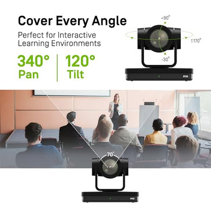 IPEVO Cámara VC-Z4K UHD 4K PTZ: CMOS HD de 1/2.8", Zoom óptico 12X, Seguimiento automático de AI, HDMI/USB-C, LAN, PoE. Ideal para educación, videoconferencias, Iglesia, transmisión en Vivo en