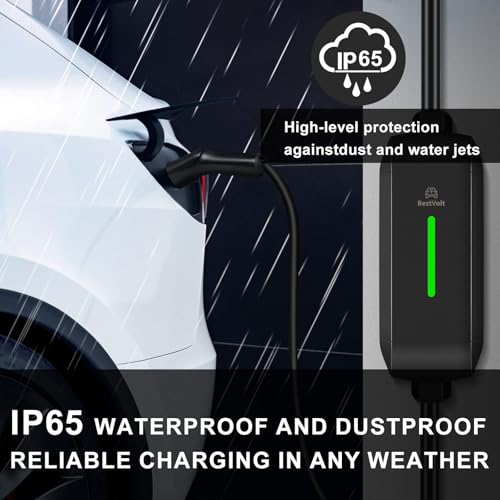 Leisure Stay Cargador portátil para vehículos eléctricos Tesla, Certificado etl, Carga rápida de 7.65M, Impermeable ip65, Compatible con Camiones 3 / X/y/Cyber (LV2 14-50 (Black 32A-40A))