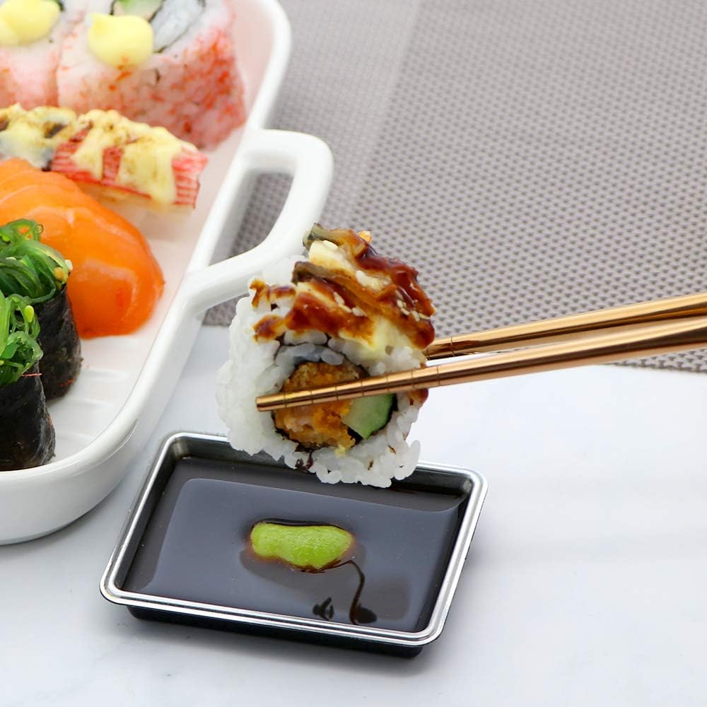 Palillos de acero inoxidable 304 reutilizables, de varios colores, ligeros, palillos de metal aptos para el lavavajillas – 5 pares - 033985217378