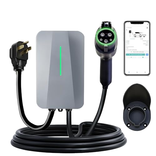 LEISHENG ENERGY Cargador EV de nivel 2 para J1772, cargador de coche eléctrico de 240 V, enchufe NEMA 14-50P 48A, cable de 25 pies, IP65, APP US-SP-115