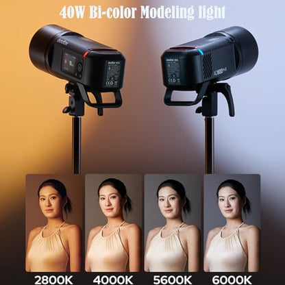 GODOX AD600ProII AD600 Pro II 600Ws 2.4G TTL Flash Speedlight, GN87 1/8000 HSS, luz de modelado bicolor de 40W, flash estroboscópico Monolight para Canon, Sony, Nikon, Fuji, Olympus, Panasonic (AD600