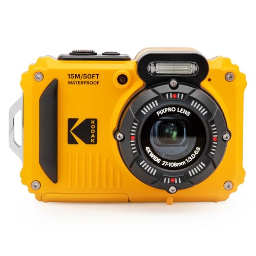 KODAK PIXPRO WPZ2 - Cámara digital resistente al agua de 16 MP, zoom óptico de 2.7 pulgadas, video LCD Full HD, amarillo