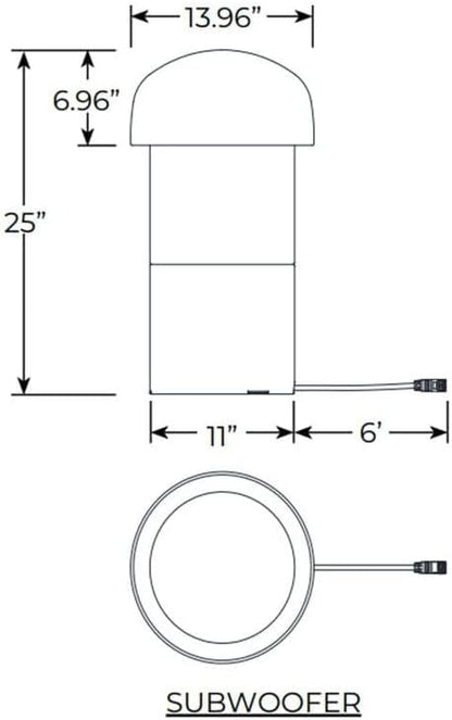 VOLT Sistema de audio para exteriores OHM 4.1 con 4 altavoces satélite, subwoofer y amplificador Bluetooth, proporciona cobertura de hasta 1300 pies cuadrados VAU-KIT3-PBZ