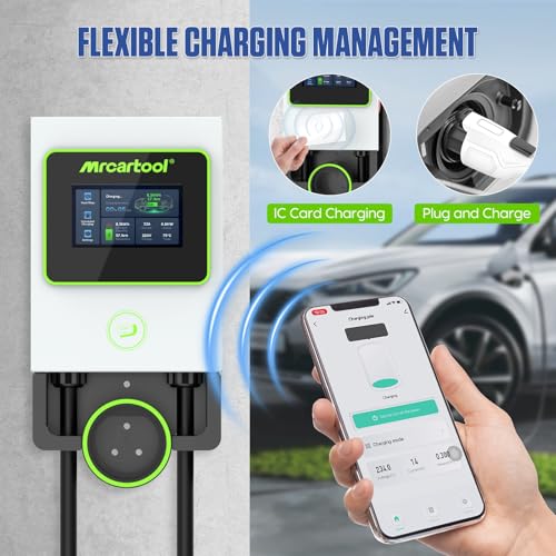 MR CARTOOL Estaciones de carga de vehículos eléctricos de nivel 2 S311, cargador EV con control de aplicación con cable de cargador de coche eléctrico de 26 pies, cargador inteligente EV de 32 A