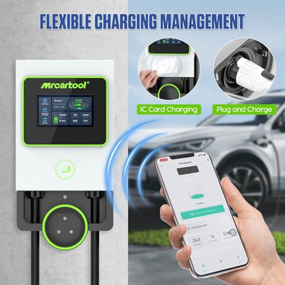 MR CARTOOL Estaciones de carga de vehículos eléctricos de nivel 2 S311, cargador EV con control de aplicación con cable de cargador de coche eléctrico de 26 pies, cargador inteligente EV de 32 A