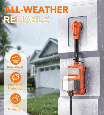 Protector contra sobretensiones RV de 50 amperios, 20000 julios, analizador de circuitos RV con pantalla LED, adaptador de enchufe para caravanas de viaje (50 A con pantalla LED)