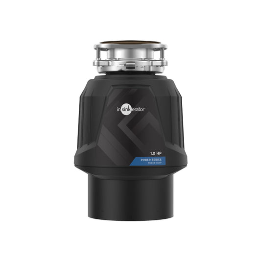 InSinkErator Power ‎80020-ISE - Eliminador de basura de 1 HP, serie Power EZ Connect, triturador de residuos de alimentos de alimentación continua, color negro