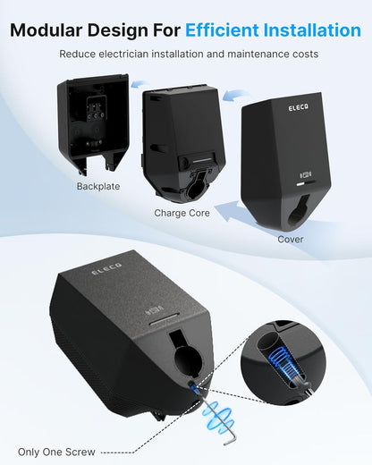 Cargador EV de nivel 2 de 50 A, modo de carga solar y gestión activa de carga, cargador eléctrico fácil de instalar, estación de carga de vehículos eléctricos controlada por aplicación con cable