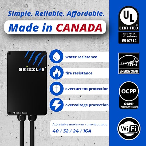 Grizzl-E Classic Connect 40A / 9,6 kW Nivel 2 EV, probado y certificado por UL, Energy Star, carcasa de metal para interiores y exteriores, estación de carga inteligente de pared para coche, NEMA 14 GRS-14-25J1772-B