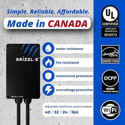 Grizzl-E Classic Connect 40A / 9,6 kW Nivel 2 EV, probado y certificado por UL, Energy Star, carcasa de metal para interiores y exteriores, estación de carga inteligente de pared para coche, NEMA 14 GRS-14-25J1772-B
