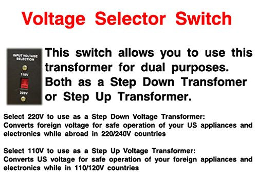Simran AR-5000 transformador convertidor de voltaje reductor 110v a 220v regulador de potencia, 5000 vatios