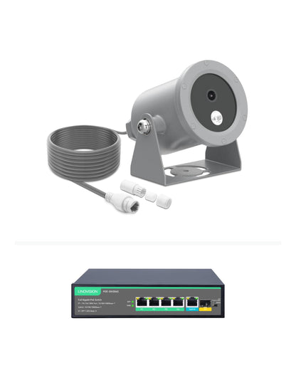 LINOVISION Cámara subacuática 4K Ultra HD con revestimiento anticorrosión, cámara de red alimentada por POE con interfaz gráfica web intuitiva y aplicación móvil, viene con interruptor POE de 4